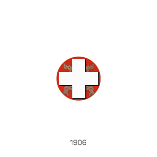 Old HARTMANN logo from 1906: a white cross in a red circle.