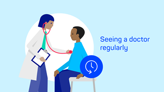 Illustration of a doctor examining a patient.