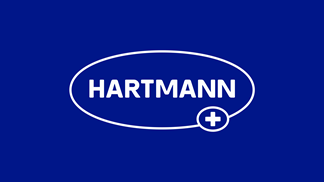 Mono color version of the HARTMANN logo: white on blue background
