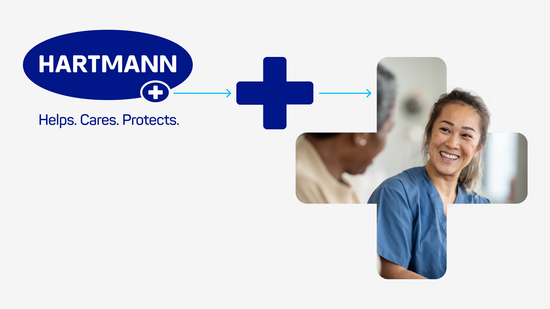 Schematic diagram showing the derivation of the plus from the cross in the HARTMANN logo.