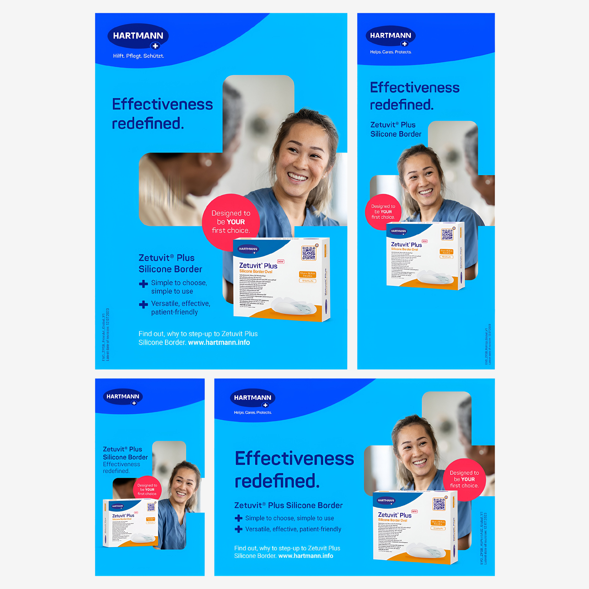 Layout examples of the Plus in landscape and portrait format.