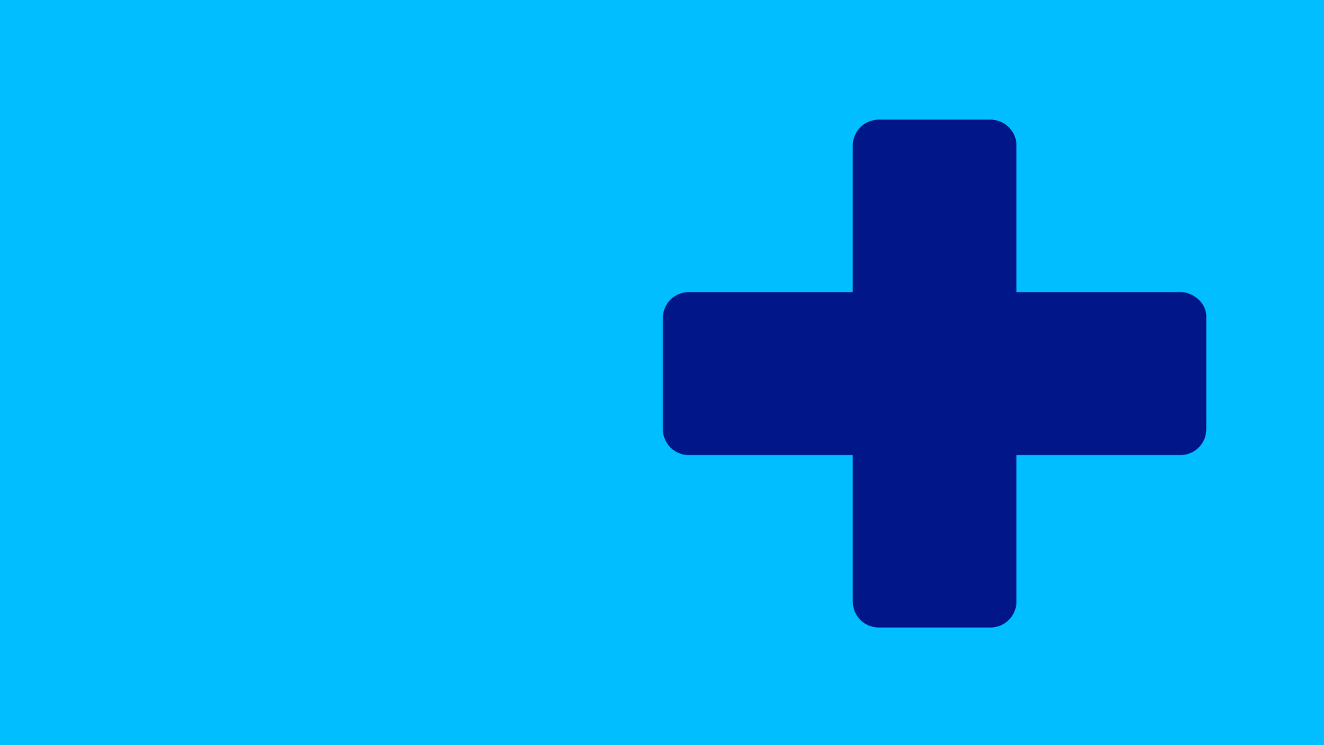 Dark blue cross on cyan background.