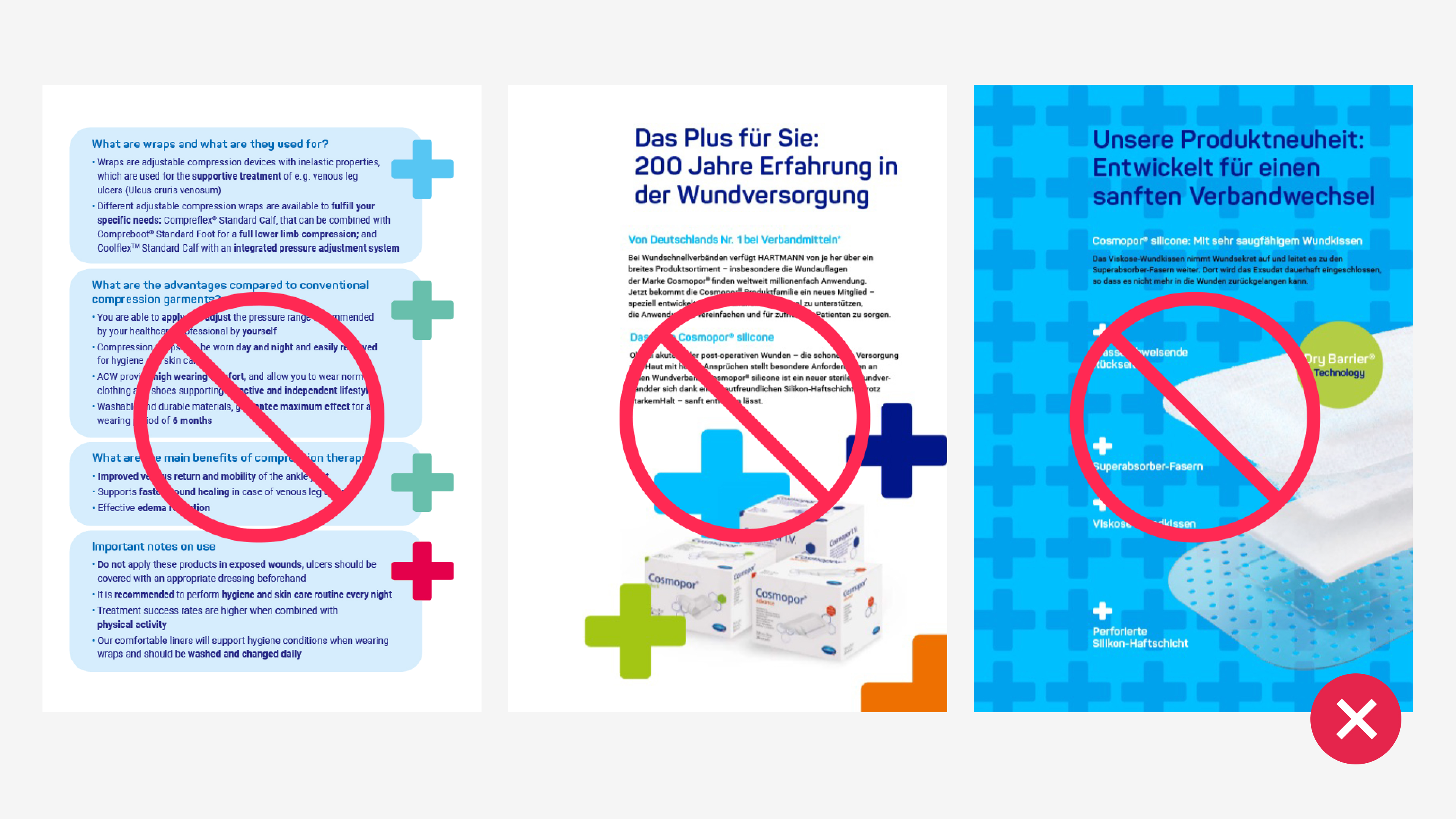 Three layout examples that show how the Plus should not be used.