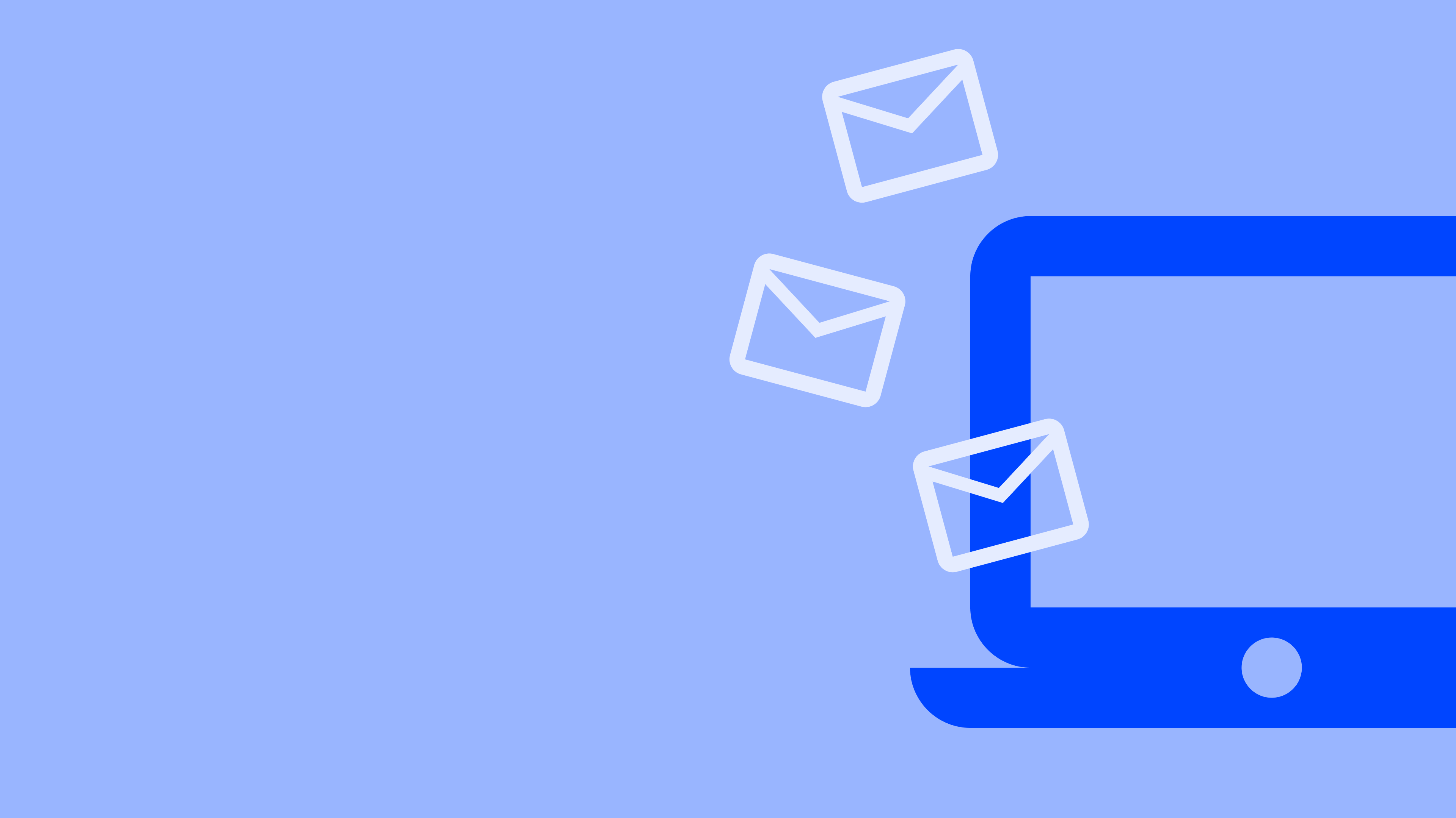 Illustration of a laptop, and a few tiny envelopes