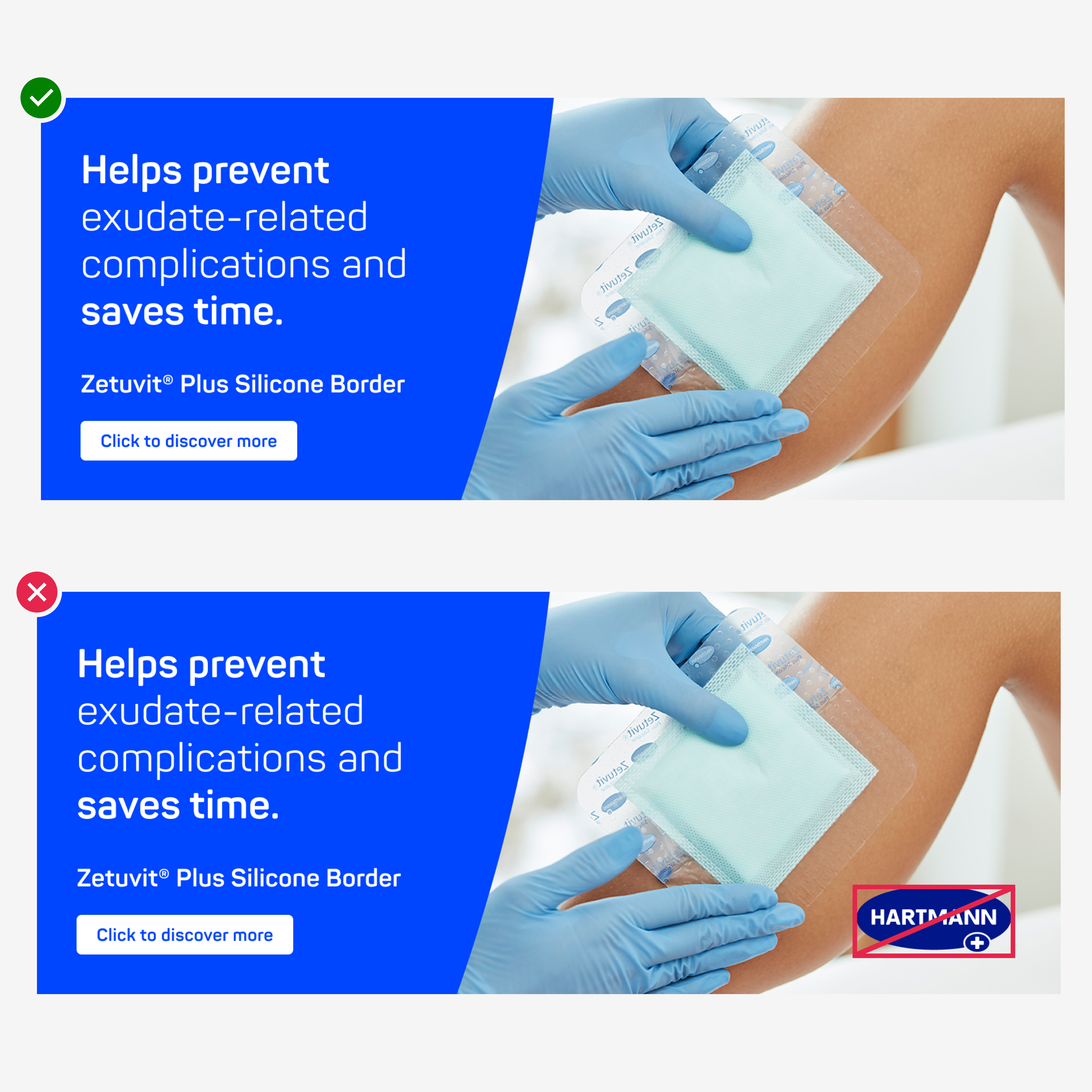 Layout example for the large signature image showing where the HARTMANN logo must not be placed. 