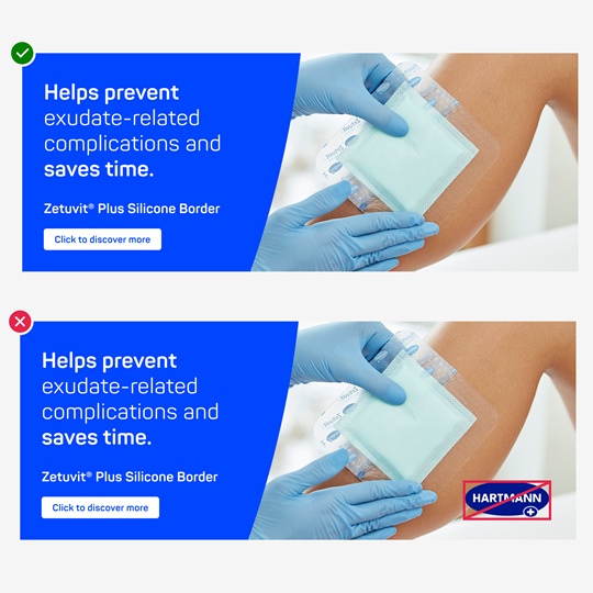 Layout example for the large signature image showing where the HARTMANN logo must not be placed.