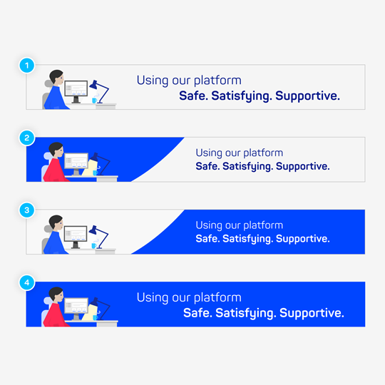 Four examples of different color layouts for the design of the small signature image.