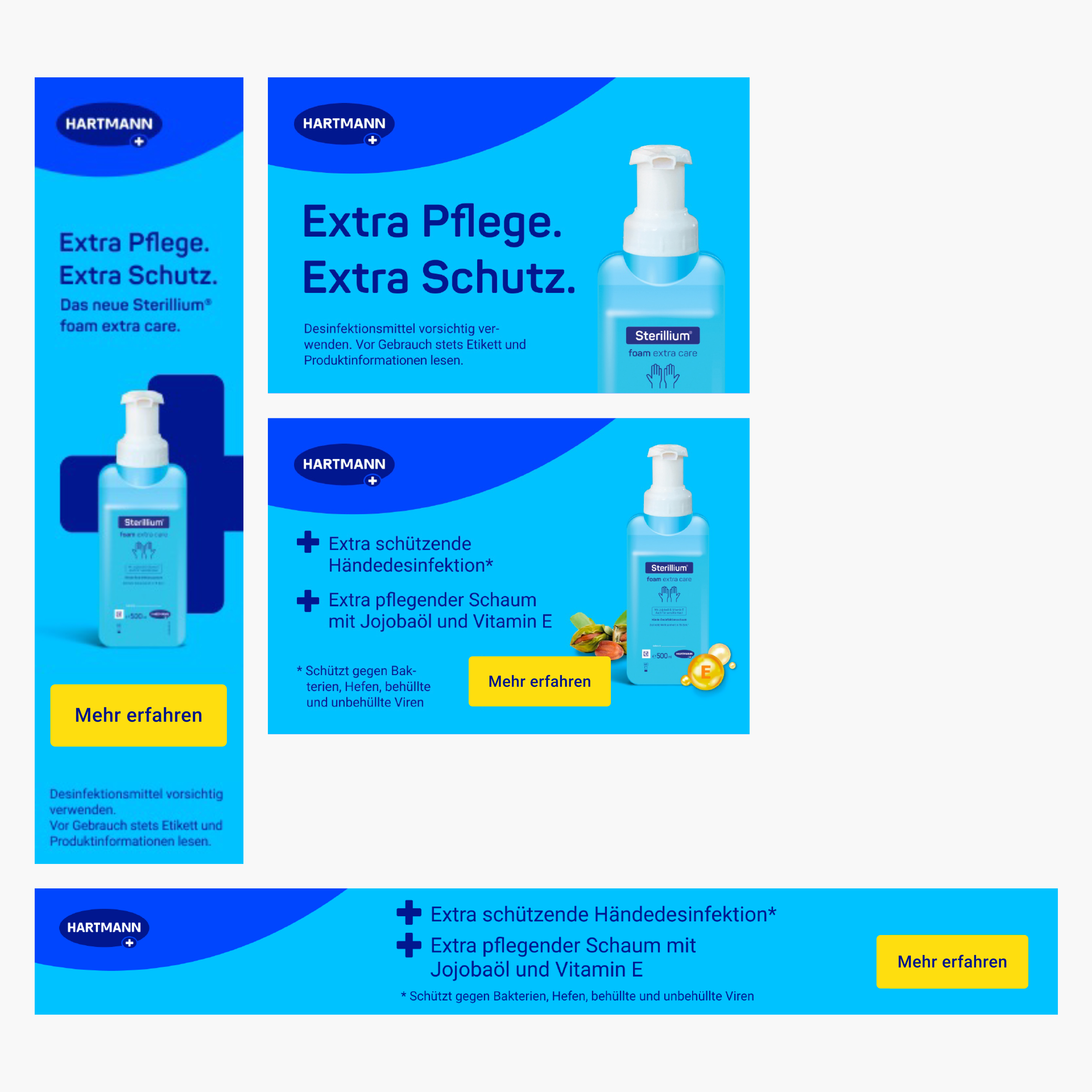 A set of static banners in various sizes