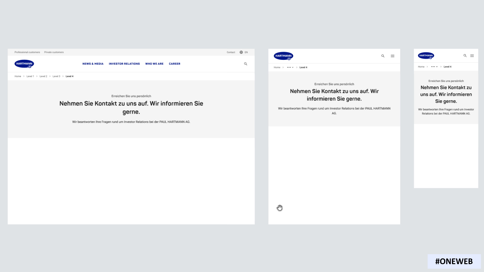 Typographic StageText without image, with headline and body text. Page navigation, breadcrumb navigation, and anchor navigation are also shown.