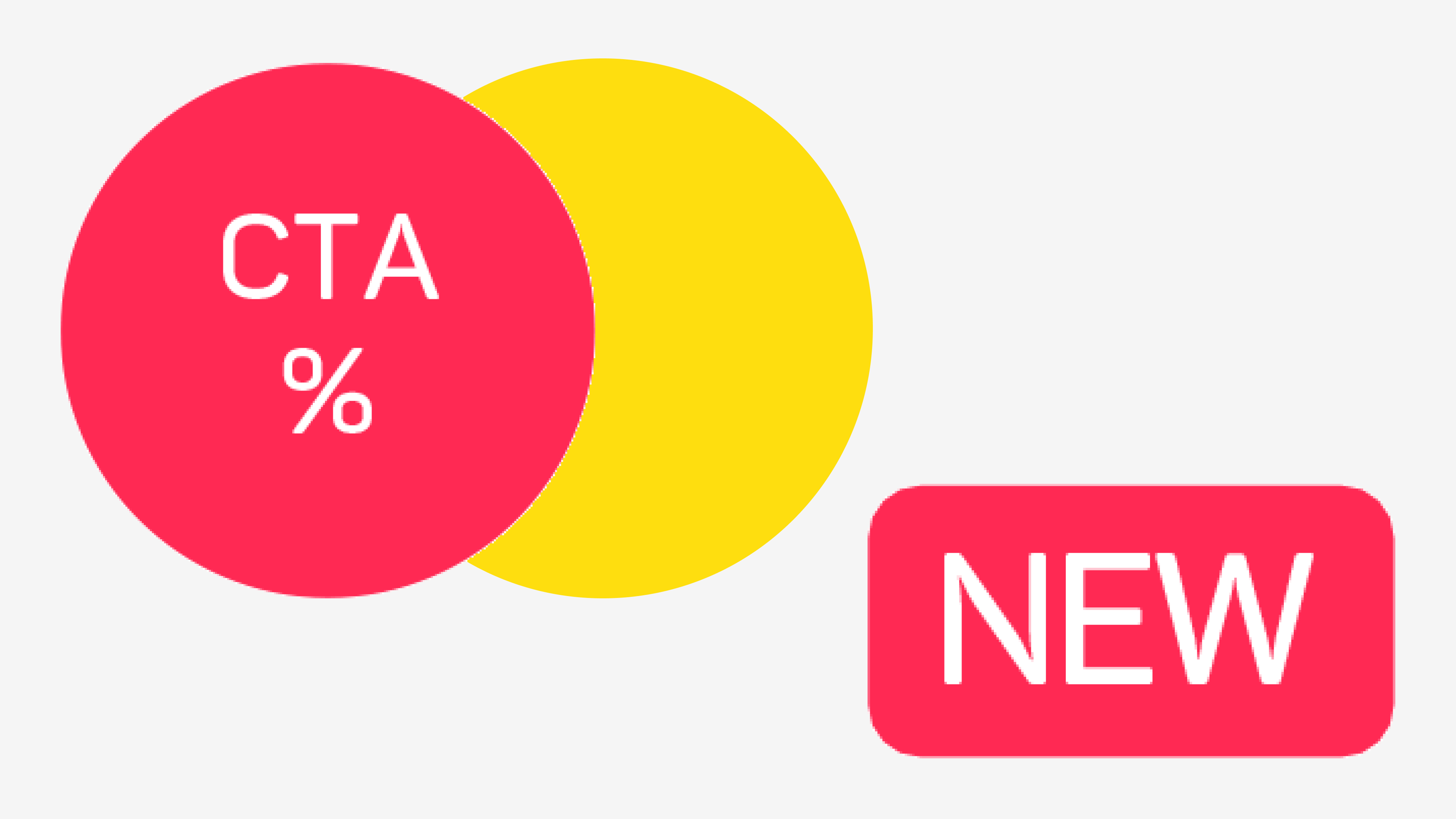 Illustration of a red circular eye-catcher, a red NEW, and a white TO GO eye-catcher.