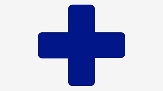Representation of the Plus as a Dark Blue cross.